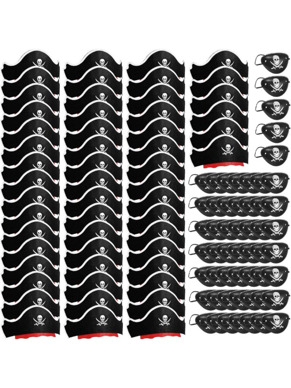 108 Pirate Hats & Eye Patches Set for Kids - Fun Party Costume Accessories
